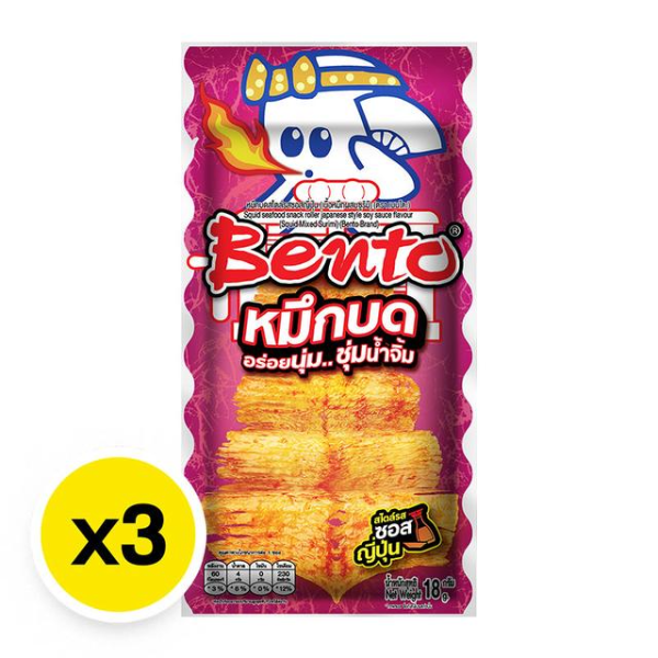 Shredded squid with Japanese sauce flavor 18g ( Pack 3)
