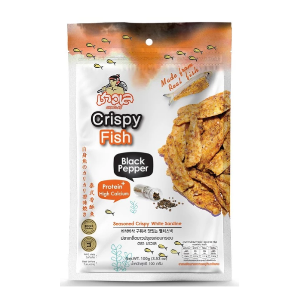 Crispy Baked Whitebait, Black Pepper Flavor 100g