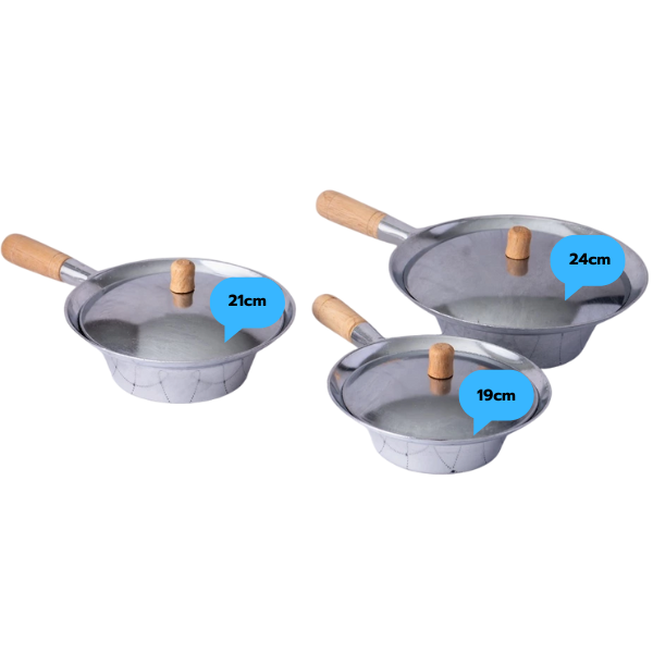 Large aluminum pot with wooden handle 24cm