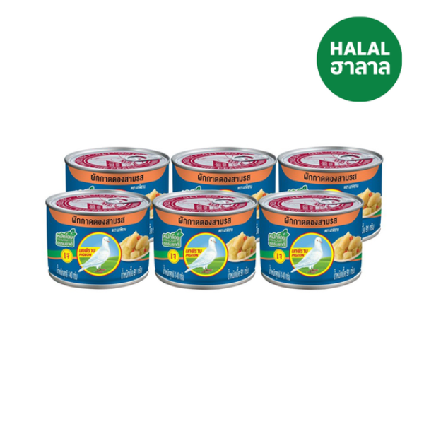 Three-flavor pickled mustard greens, Fa Dung brand 140g ( Pack of 6 )