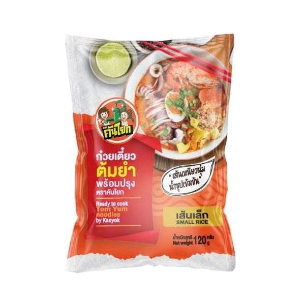 Packet of small rice Tom Yum noodles, 120g, featuring spicy and sour flavor.