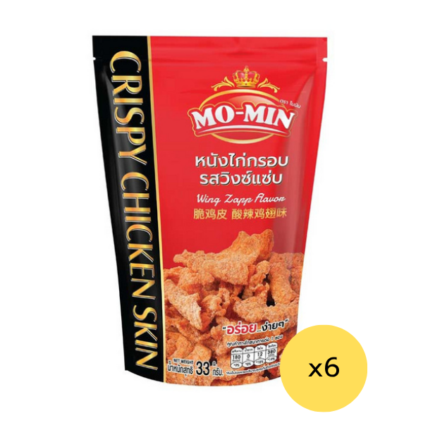 Crispy chicken skin, Wing Zaab flavor 33g ( Pack of 6 )