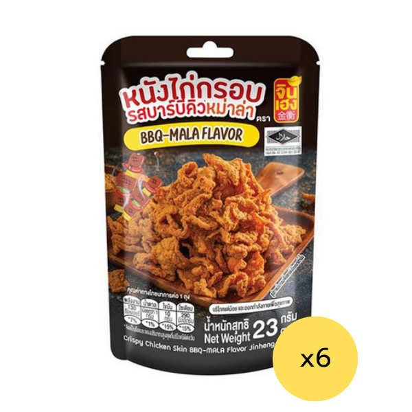 หนังไก่กรอบ รสบาร์บีคิวหม่าล่า 23g ( แพ็ค 6 )