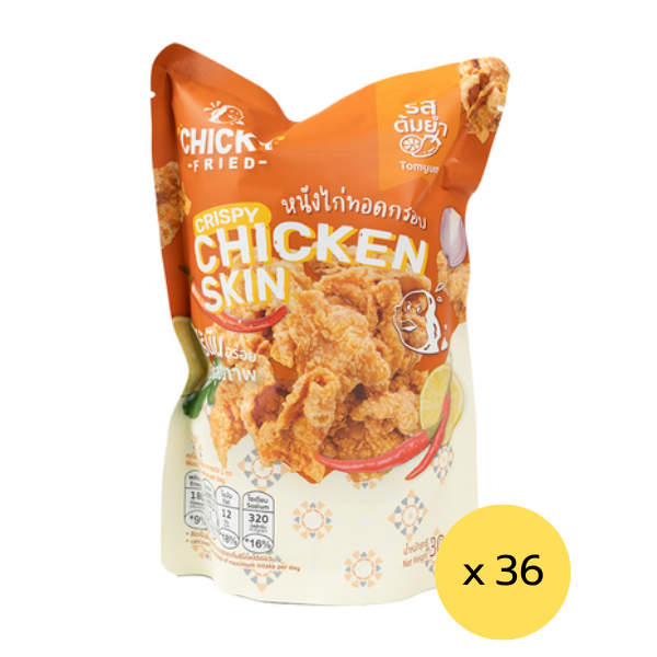 Crispy tom yum fried chicken skin 30g ( Pack of 36 )