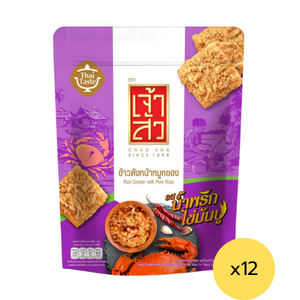 ข้าวตังหน้าหมูหยอง น้ำพริกไข่มันปู 80g ( แพ็ค 12 )