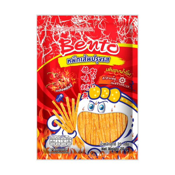 Seasoned squid strips dipped in sauce, Hot Chili flavor 20g