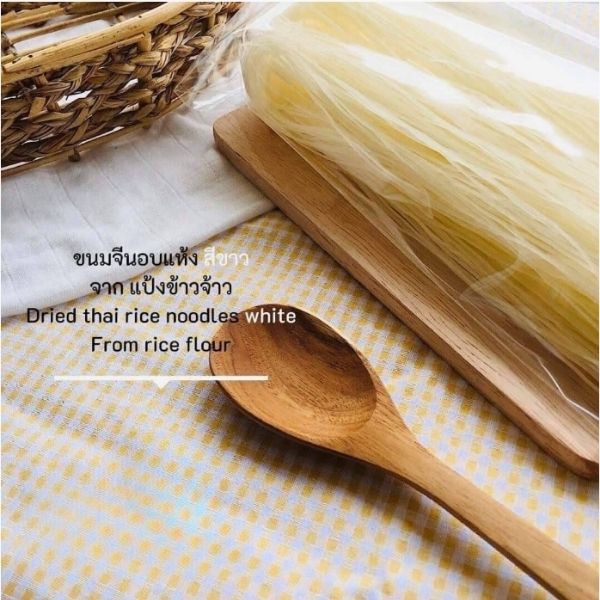 Dried white khanom chin noodles made from natural jasmine rice 100g