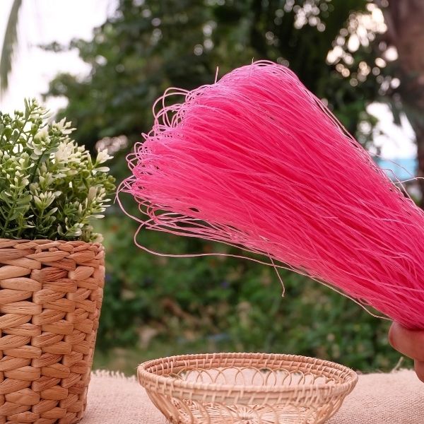 Dried pink khanom chin noodles made from dragon fruit peel 100g