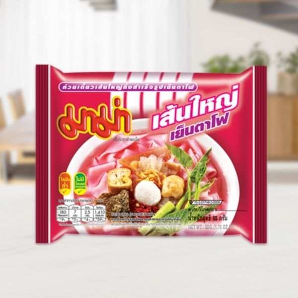 Instant Wide Rice Noodles, Yen Ta Fo Flavor (50g x 6-sachet pack)
