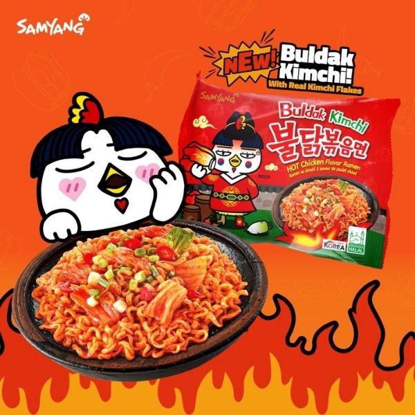 Dry instant noodles, kimchi flavor with spicy chicken, 135g (5-pack)