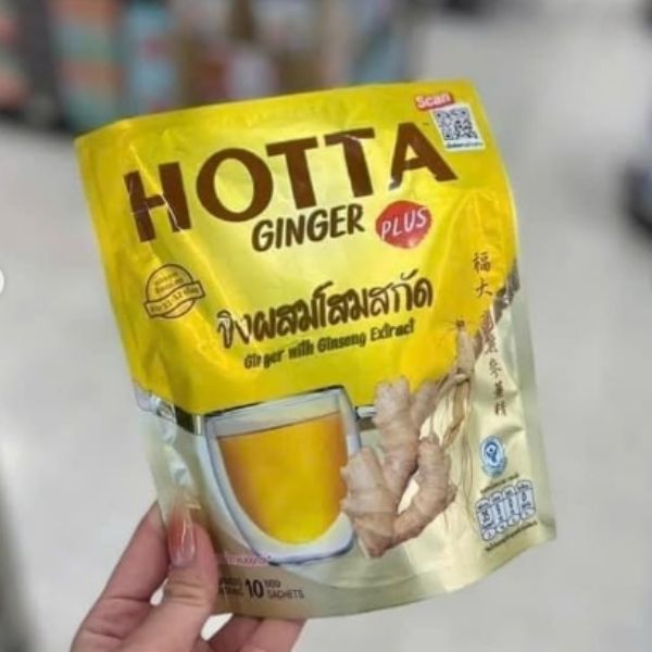 Instant ginger powder drink, ginger blended with ginseng extract 9g ( pack of 10 sachets )