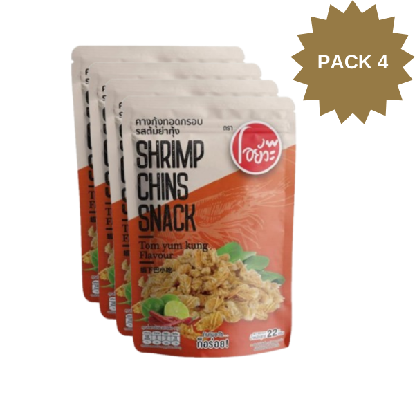 Fried shrimp chins, tom yum shrimp flavor 22g Pack4