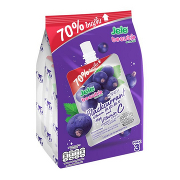 ขนมเยลลี่คาราจีแนนผสมวิตามินซี บี และน้ำแบล็คเคอร์แรนท์และน้ำอุ่นขาว 240g ( แพ็ค 3 )