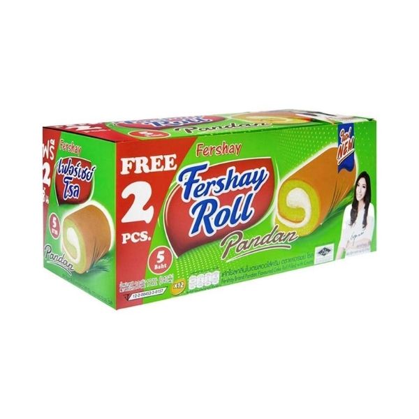 Pandan-flavored cream-filled roll cake 20g (Pack of 14 sachets)
