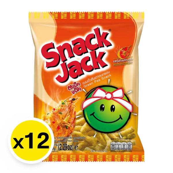 Crispy Baked Green Peas, Chili and Salt Shrimp Flavor 15g ( Pack of 12 )