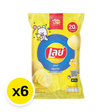 มันฝรั่งแท้ทอดกรอบแผ่นหยัก รสออริจินอล 48g ( แพ็ค 6 )