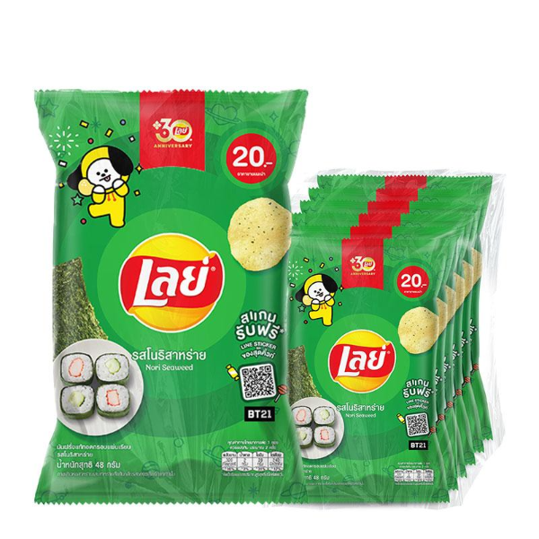 มันฝรั่งแท้ทอดกรอบ รสโนริสาหร่าย 48g ( แพ็ค 6 )