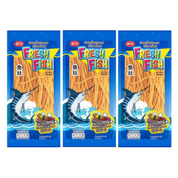 Seasoned fish strips, barbecue flavor 80g ( Pack of 3 )