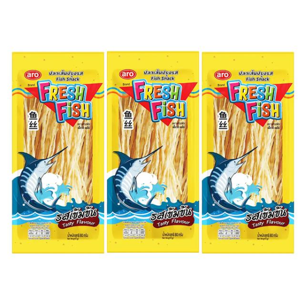 Seasoned fish strips, rich flavor 80g ( Pack of 3 )