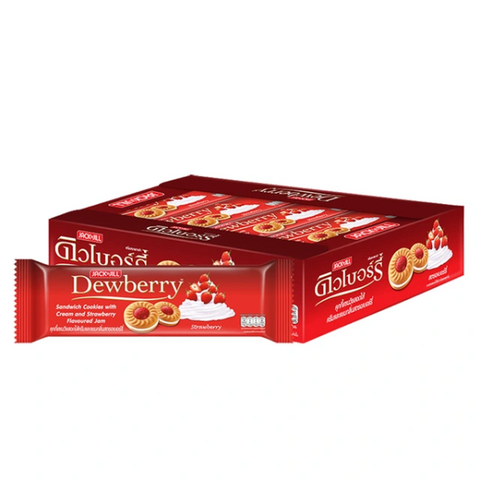 Sandwich Cookies with Cream and Strawberry-Flavored Jam Filling 27g (Pack 12)