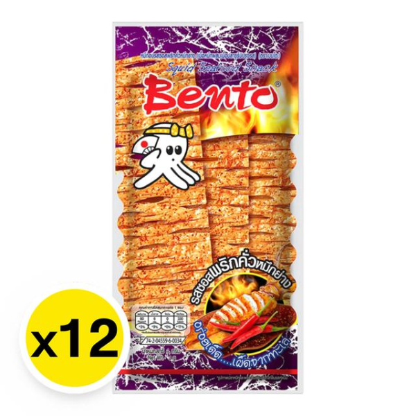 ปลาหมึกอบ รสซอสพริกคั่วปลาหมึกย่าง 4g ( Pack 12 )