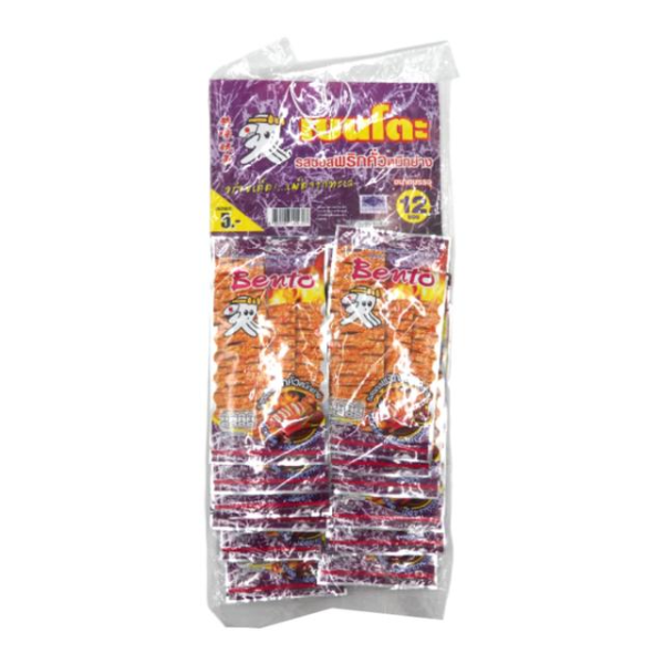 ปลาหมึกอบ รสซอสพริกคั่วปลาหมึกย่าง 4g ( Pack 12 )