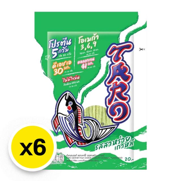 Sawan fish snack, Korean seaweed flavor, 20g ( Pack of 6 )