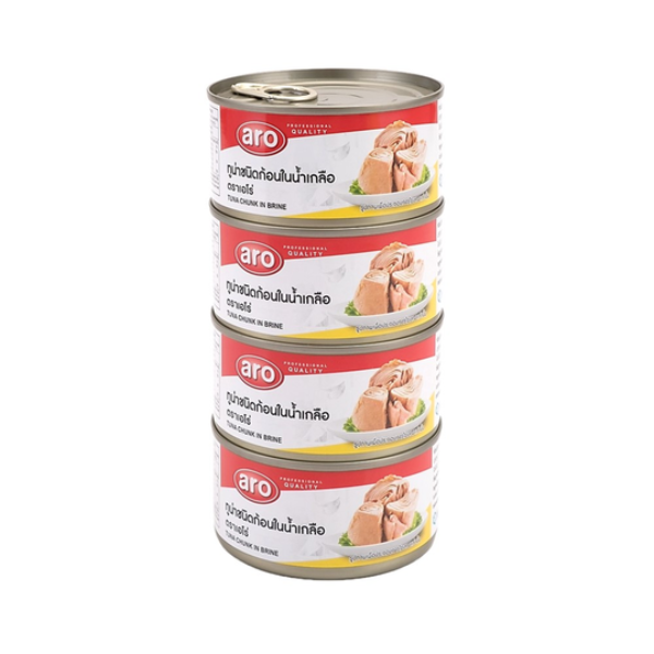ทูน่าชนิดก้อนในน้ำเกลือ 185g แพ็ค 4