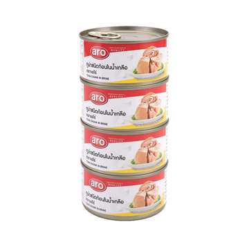 ทูน่าชนิดก้อนในน้ำเกลือ 185g แพ็ค 4